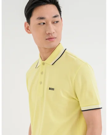 Tricou polo cu logo, Alb/Negru/Galben pai