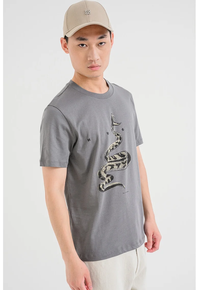 Tricou cu imprimeu grafic Discorb, Negru/Bej/Gri carbune