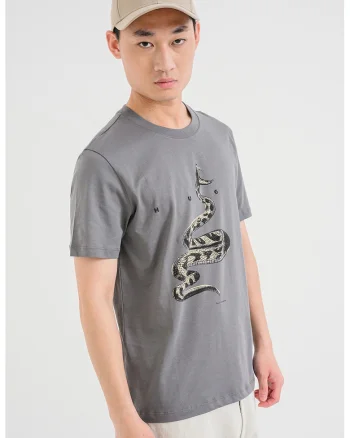 Tricou cu imprimeu grafic Discorb, Negru/Bej/Gri carbune
