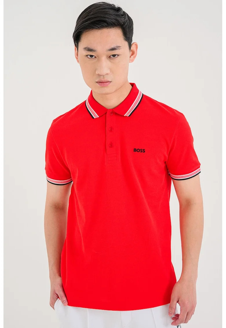 Tricou polo cu logo, Rosu vermillion
