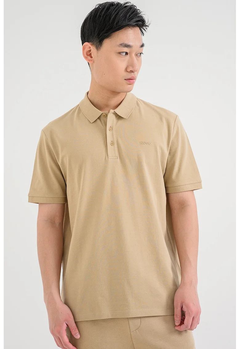 Tricou polo din bumbac pique Donos, Maro camel