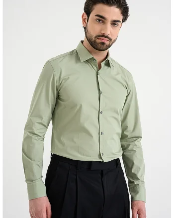 Camasa slim fit, Kaki pal
