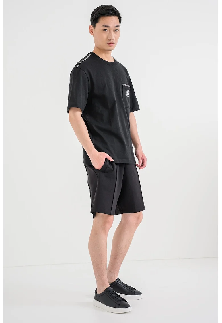 Tricou lejer cu buzunar pe piept Darro, Negru/Alb optic