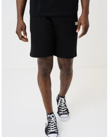 Pantaloni scurti din bumbac cu buzunar pe partea din spate, Negru
