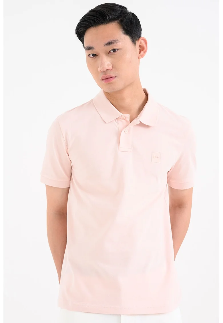 Tricou polo slim fit Passenger, Roz pastel