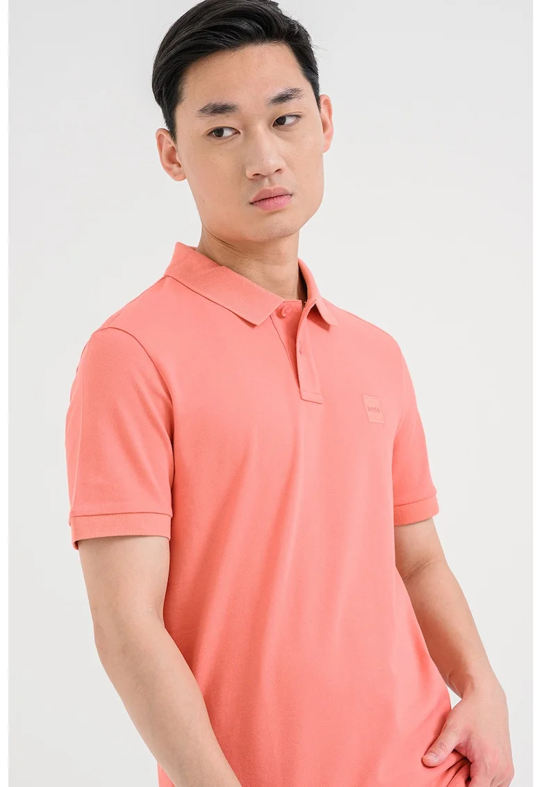 Tricou polo slim fit Passenger, Roz somon