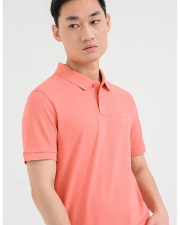 Tricou polo slim fit Passenger, Roz somon