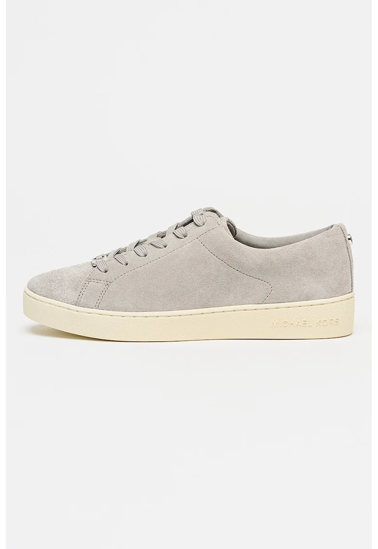 Pantofi sport low-cut Keaton din piele intoarsa, Gri cenusiu