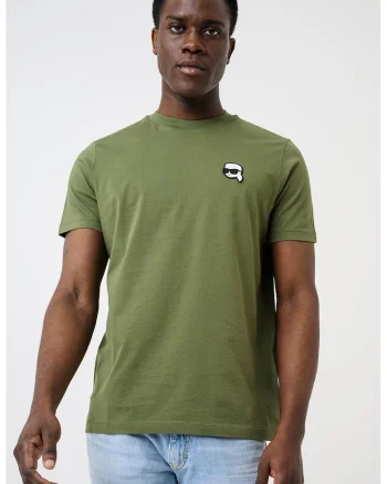 Tricou de bumbac cu monograma discreta, Verde feriga