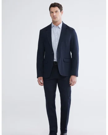 Pantaloni eleganti de bumbac si in, Bleumarin