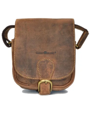 Geanta umar unisex piele naturala maro antichizat 16.5 x 20 x 10 cm, Vintage,  Maro antichizat