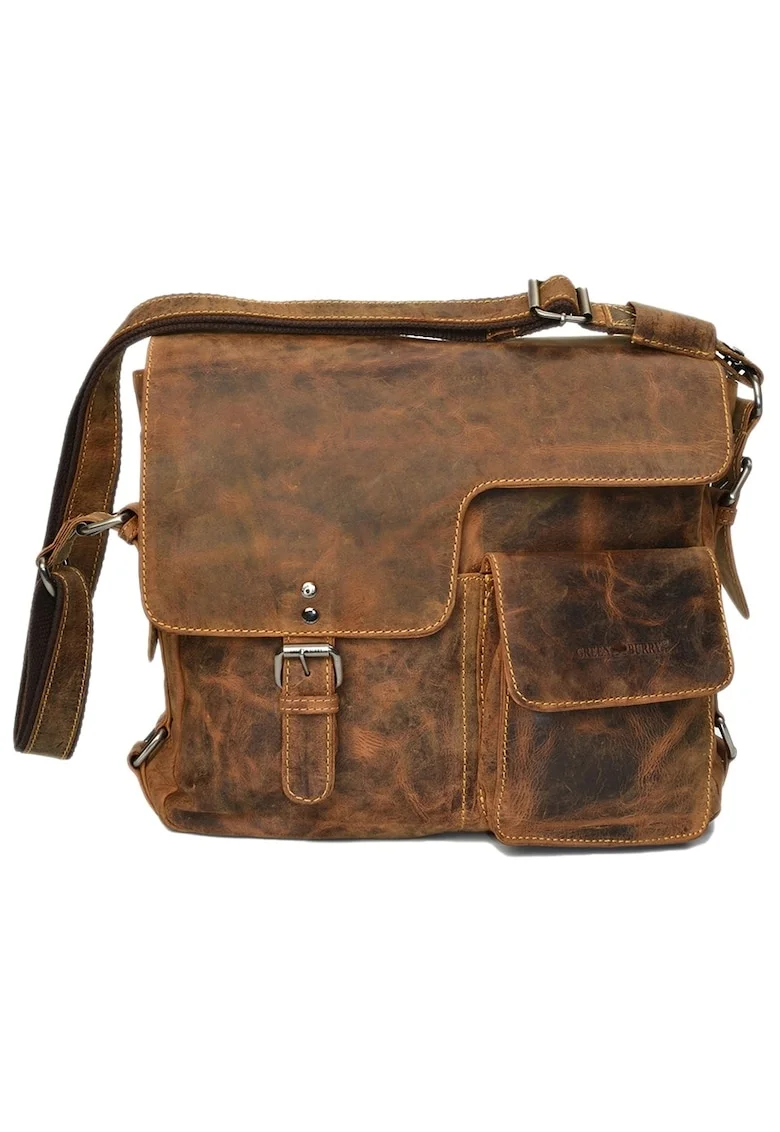 Geanta umar unisex piele naturala maro antichizat 36 x 31 cm, Vintage,  Maro antichizat