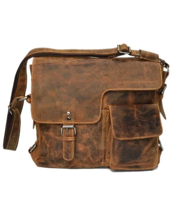 Geanta umar unisex piele naturala maro antichizat 36 x 31 cm, Vintage,  Maro antichizat