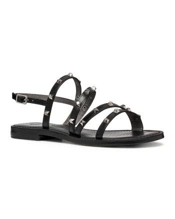 Sandale de piele cu tinte Maddalusia, Negru