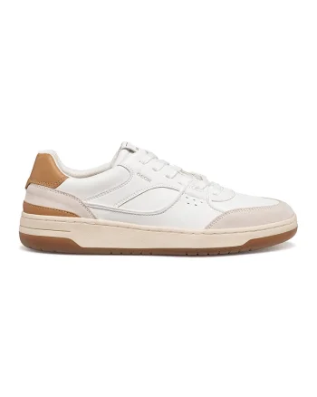 Pantofi sport Sedral Court de piele si piele intoarsa, Alb murdar/Bleumarin
