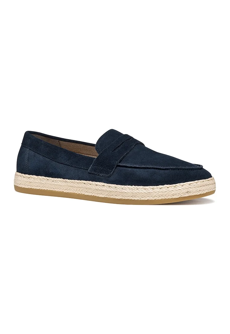 Pantofi loafer uni de piele intoarsa, Bleumarin