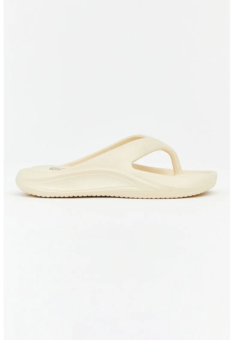 Papuci flip flop cu detalii perforate, Bej deschis