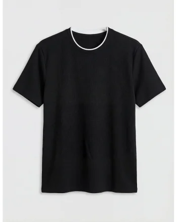 Tricou cu detaliu contrastant, Negru