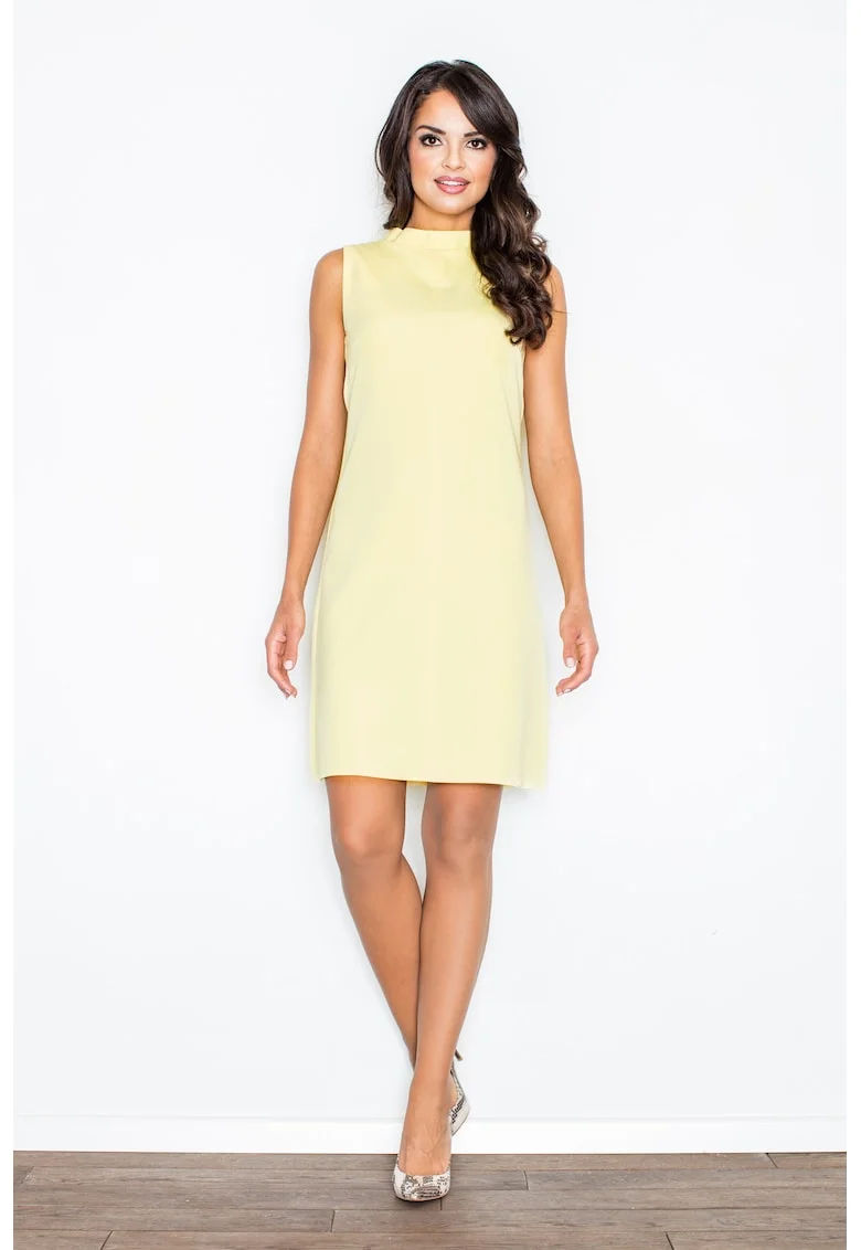 Rochie  simpla, galbena, bumbac, bretele groase,
