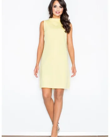 Rochie  simpla, galbena, bumbac, bretele groase,