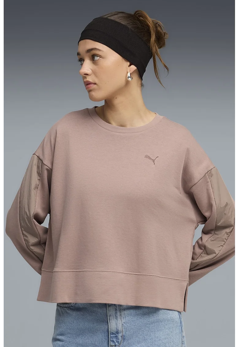 Bluza de trening supradimensionata cu maneci cazute Her, Roz prafuit