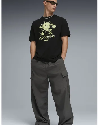 Tricou lejer cu imprimeu grafic, Negru/Galben pal