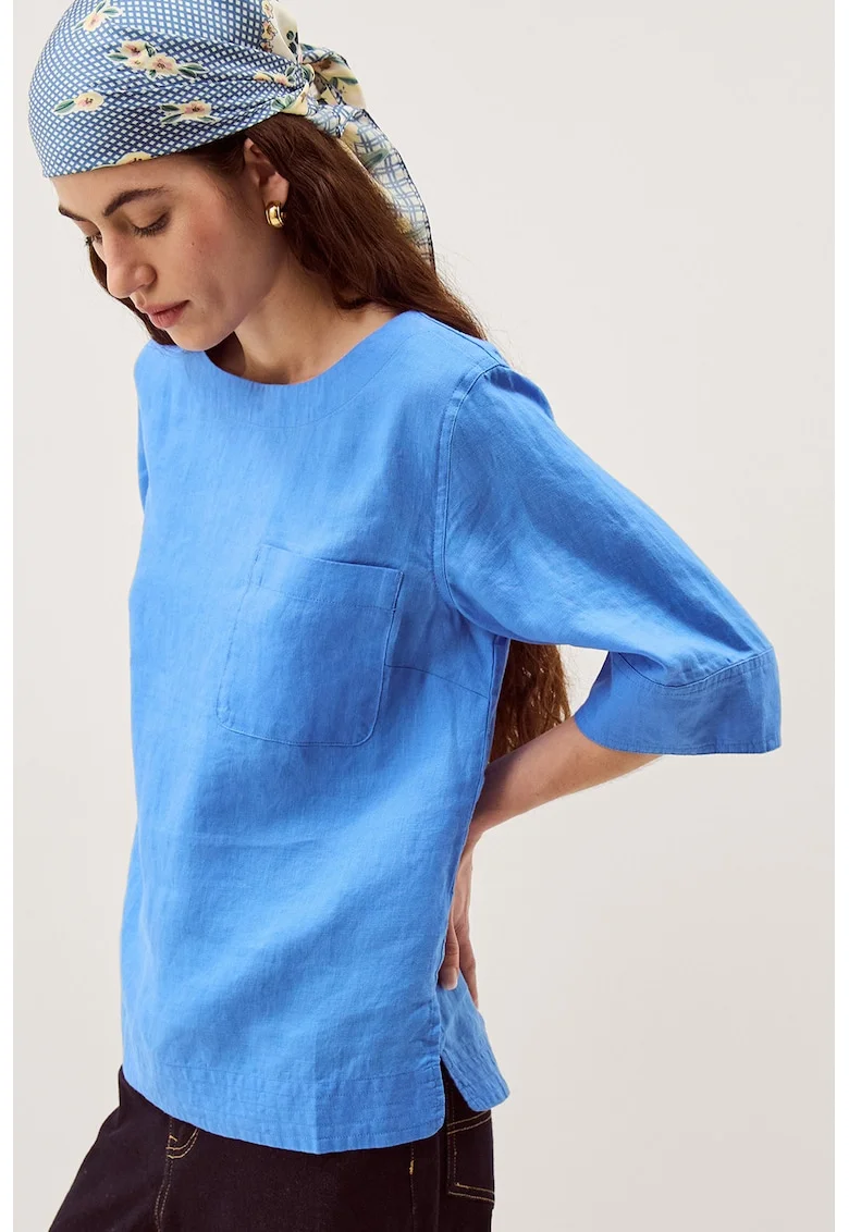 Bluza de in cu buzunar pe piept, Albastru glaciar