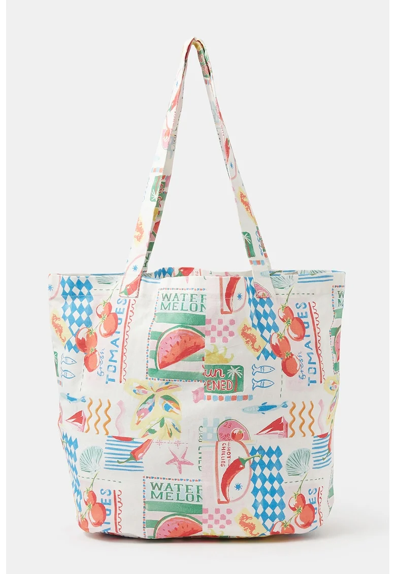 Geanta tote cu imprimeu tematic, Multicolor