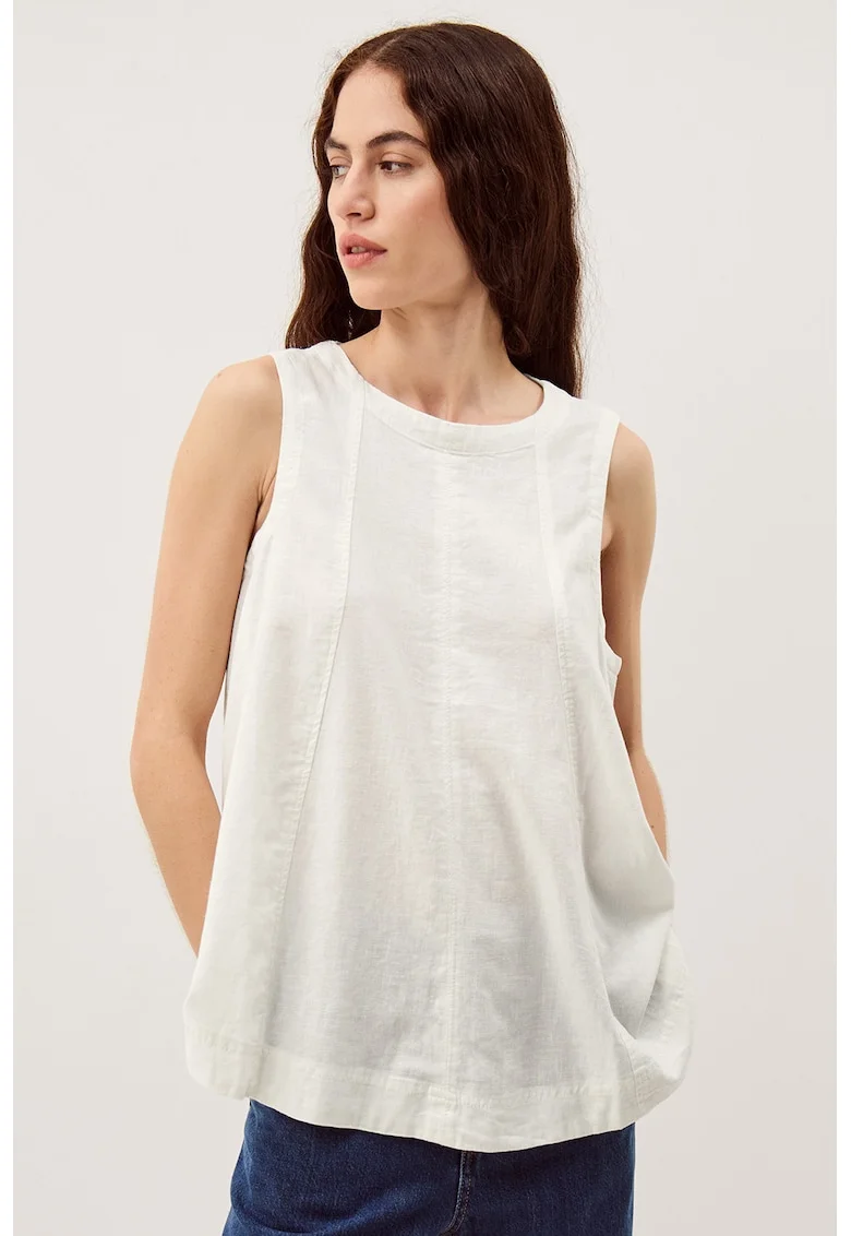 Bluza lejera cu decolteu rotund, Alb