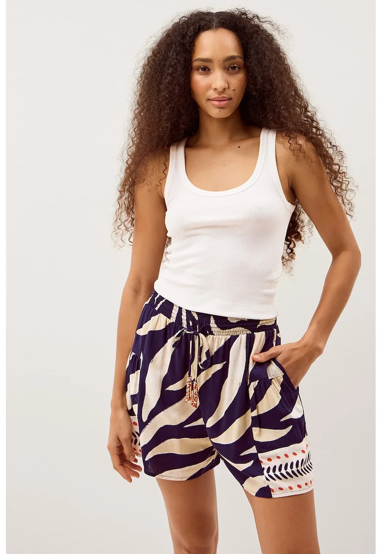 Pantaloni scurti cu buzunare laterale Paloma, Alb fildes/Albastru indigo