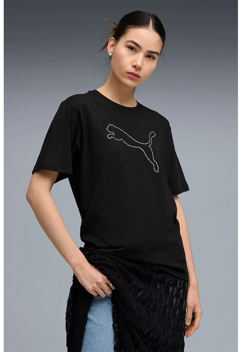 Tricou relaxed-fit BEDAZZLED Tee Rosy Outlook, Alb/Negru
