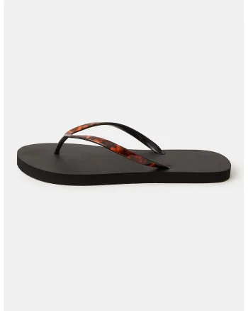Papuci flip-flop cu cu model tortoise, Negru/Maro