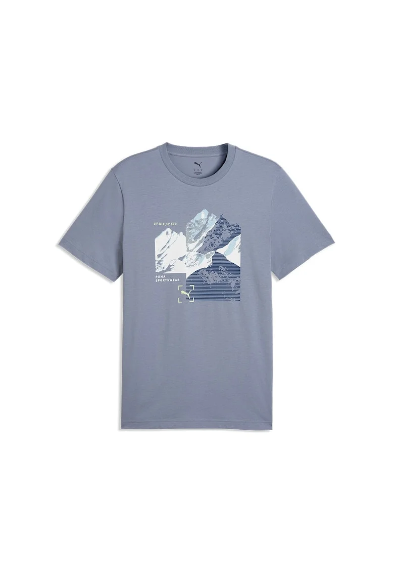 Tricou cu imprimeu logo Mountain, Alb/Albastru inchis/Albastru azur/Albastru glaciar