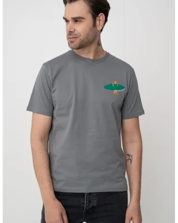 Tricou cu decolteu la baza gatului si imprimeu, Verde/Gri/Albastru deschis