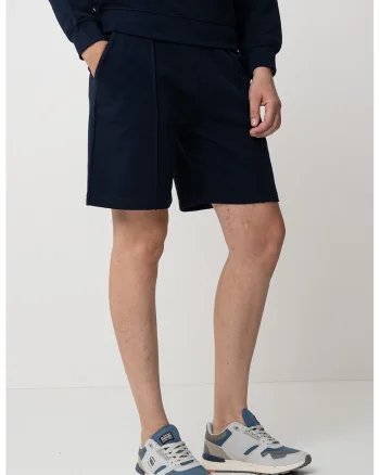 Pantaloni scurti de bumbac cu buzunare laterale, Bleumarin