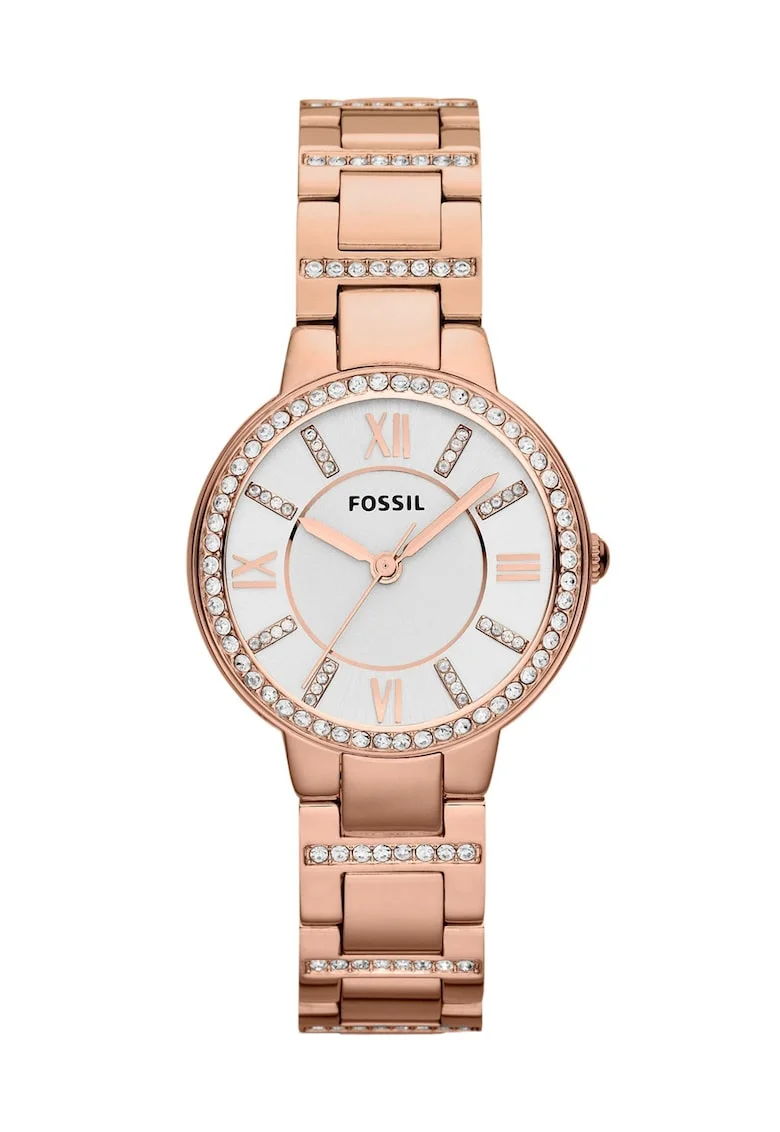 Ceas analog cu carcasa rotunda Virginia, Auriu rose