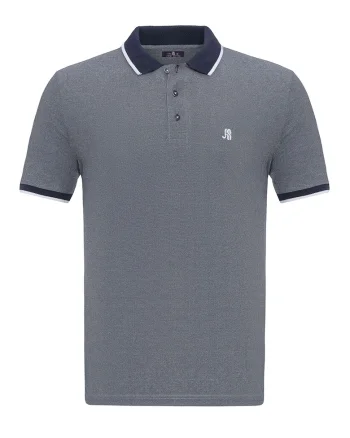 Tricou polo cu logo brodat discret, Gri carbune