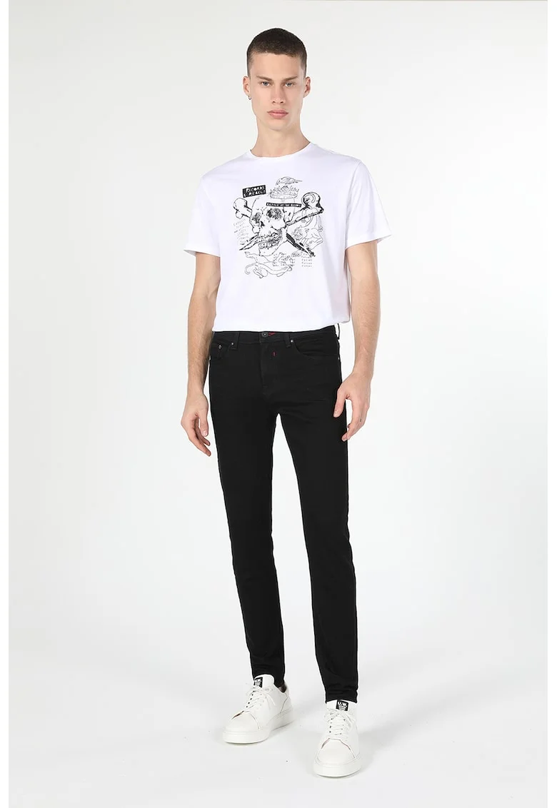 Blugi skinny cu talie medie Alex, Negru