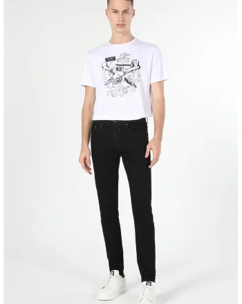 Blugi skinny cu talie medie Alex, Negru