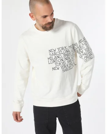 Bluza sport cu imprimeu text, Alb/Negru
