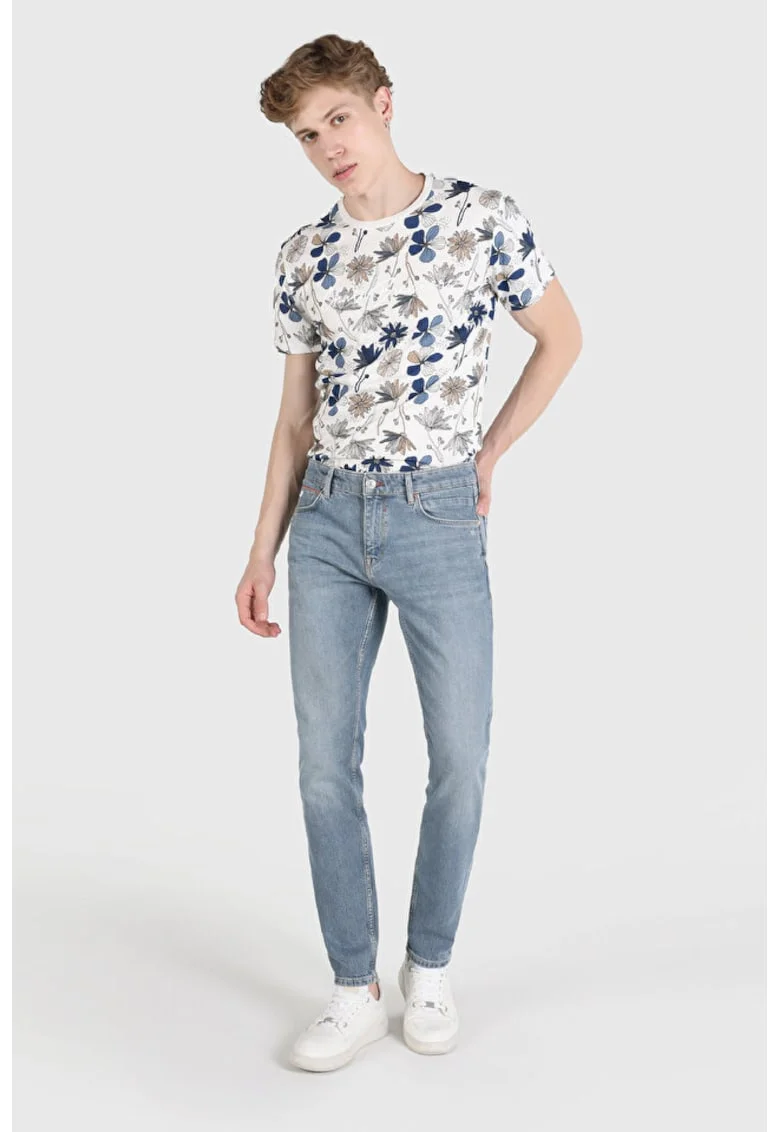 Pantaloni De Barbati Albastru Slim Fit 041 DANNY floral
