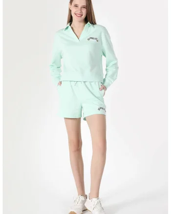 Bluza sport cu maneci cazute, Verde menta