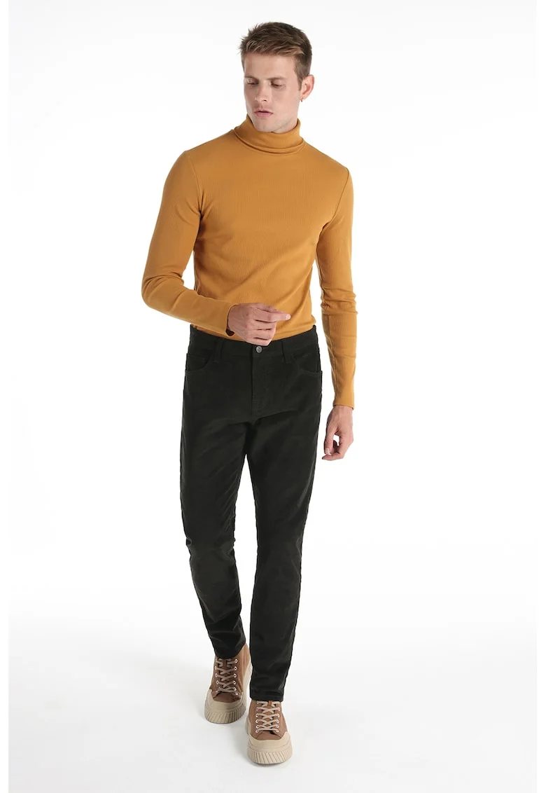 Pantaloni regular fit striati, Maro inchis