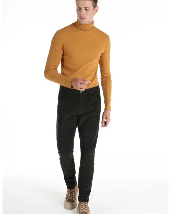 Pantaloni regular fit striati, Maro inchis