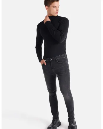 Blugi skinny cu aspect decolorat, Gri inchis