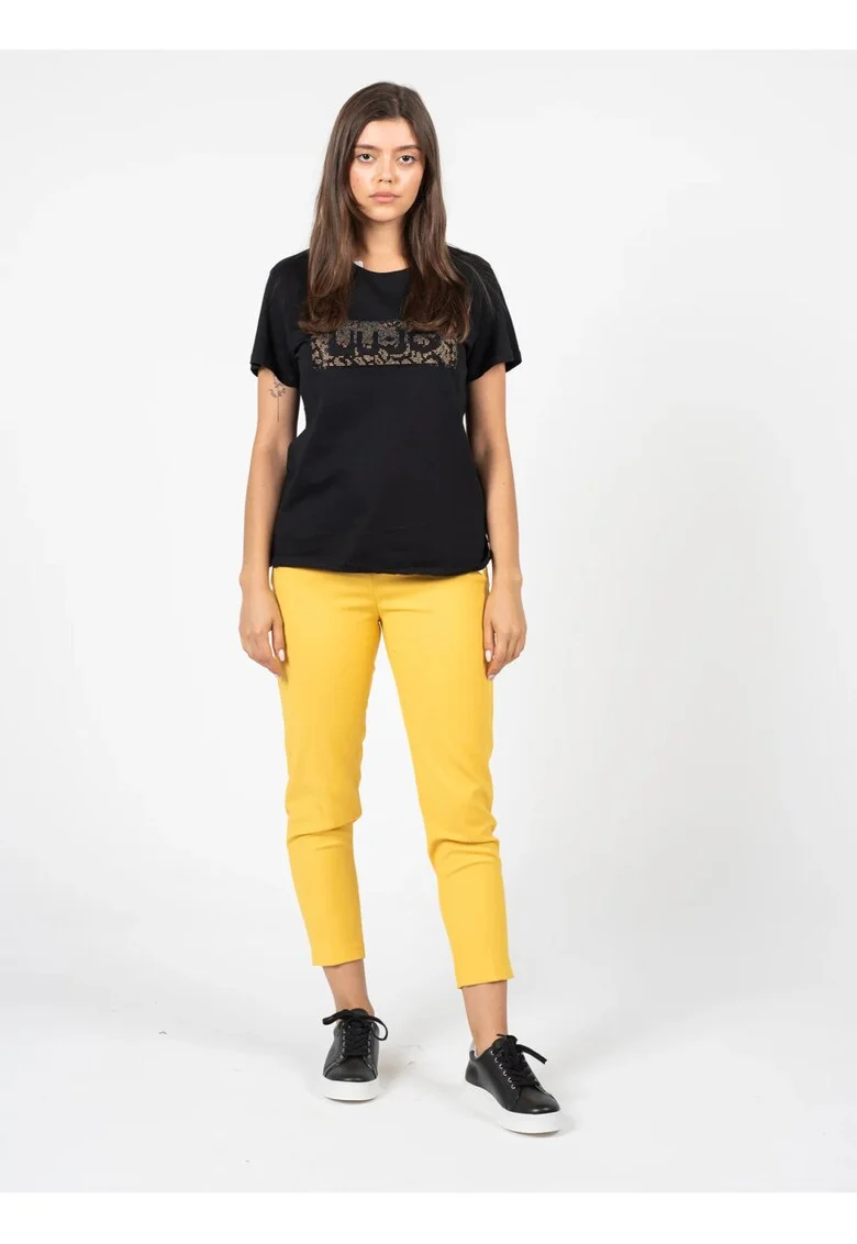 Pantaloni crop cu talie inalta Lungo, Galben, 36