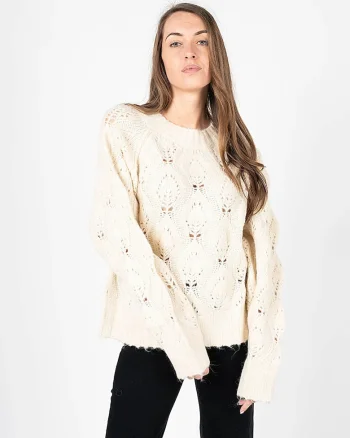 Pulover tricotat cu design pointelle,