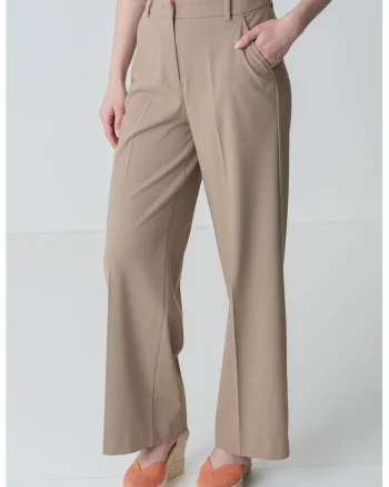 Pantaloni drepti cu talie inalta, Caramel