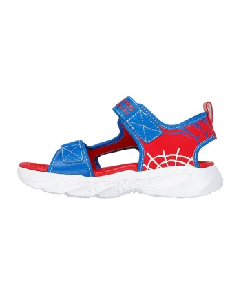 Sandale flatform cu velcro, Rosu/Albastru