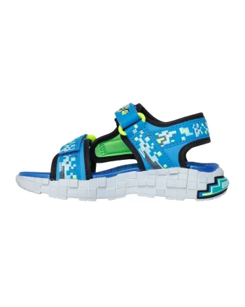 Sandale Mega Craft cu velcro si talpa plata, Albastru deschis